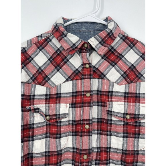 Jachs Girlfriend Red and Black Plaid Button Down 100% Cotton Flannel Medium - Picture 2 of 7